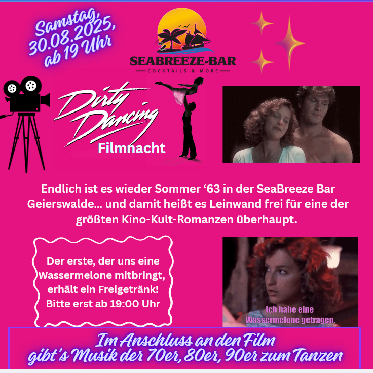 Dirty Dancing Filmnacht SeaBreezeBar Geierswalde